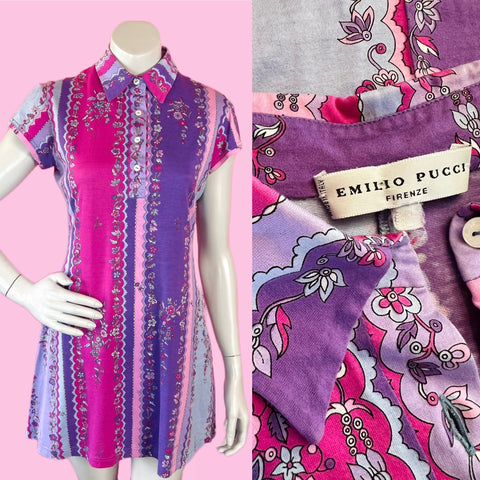 Gorgeous Emilio Pucci Firenze 90s cotton mini dress in the colors of spring/summer 2023.