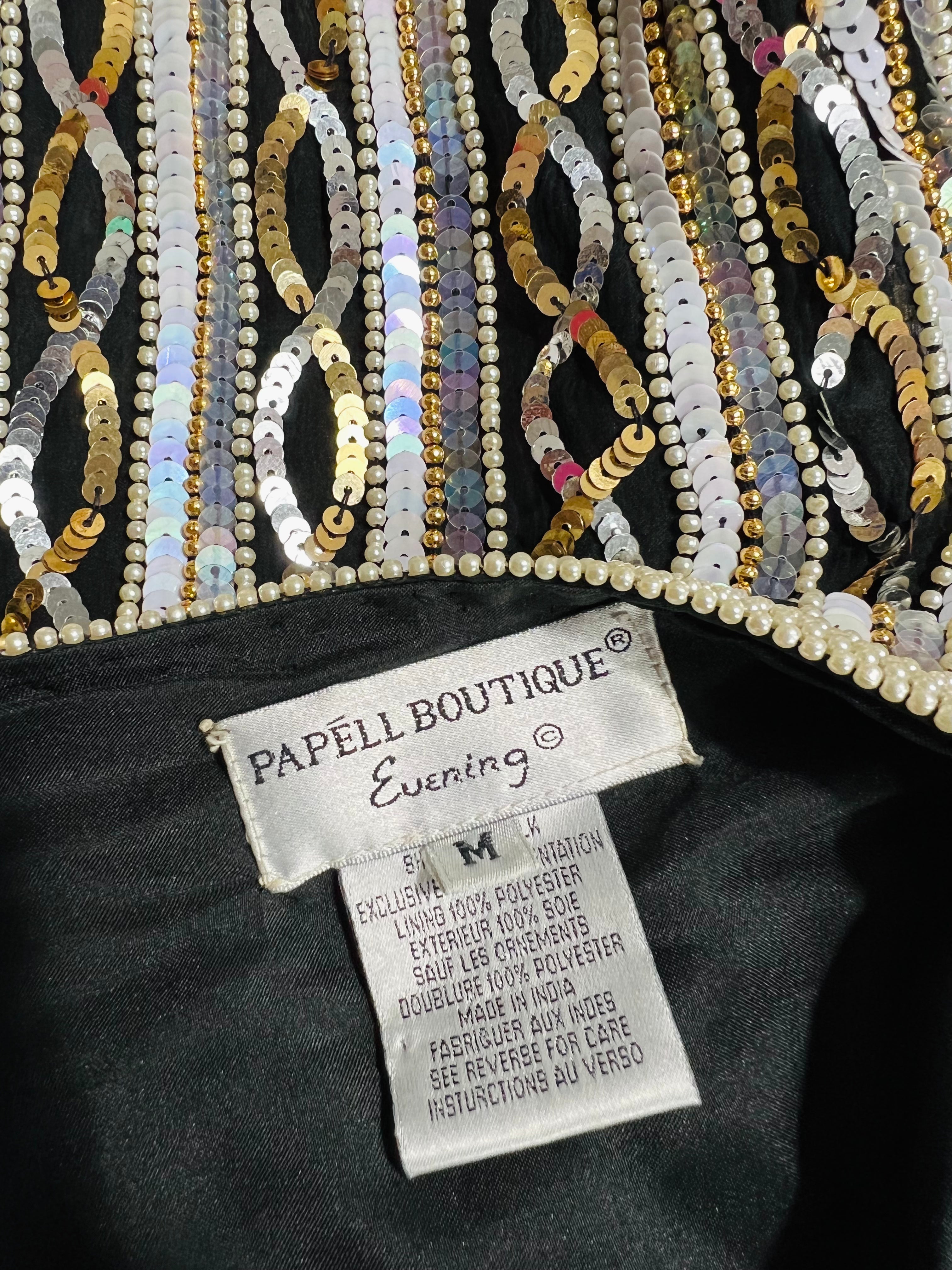 Infinity Sequin Pearl Silk Jacket — vintage Papéll Boutique Evening jacket in white, gold, silver