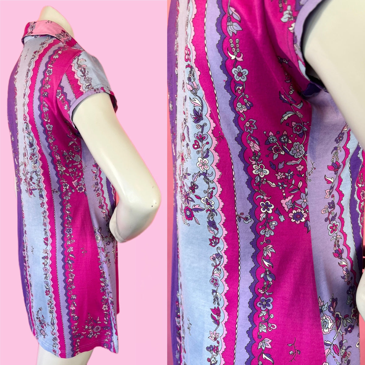 Emilio Pucci Pink & Purple Floral Print Dress — vintage 1990s Emilio Pucci dress in pink, purple