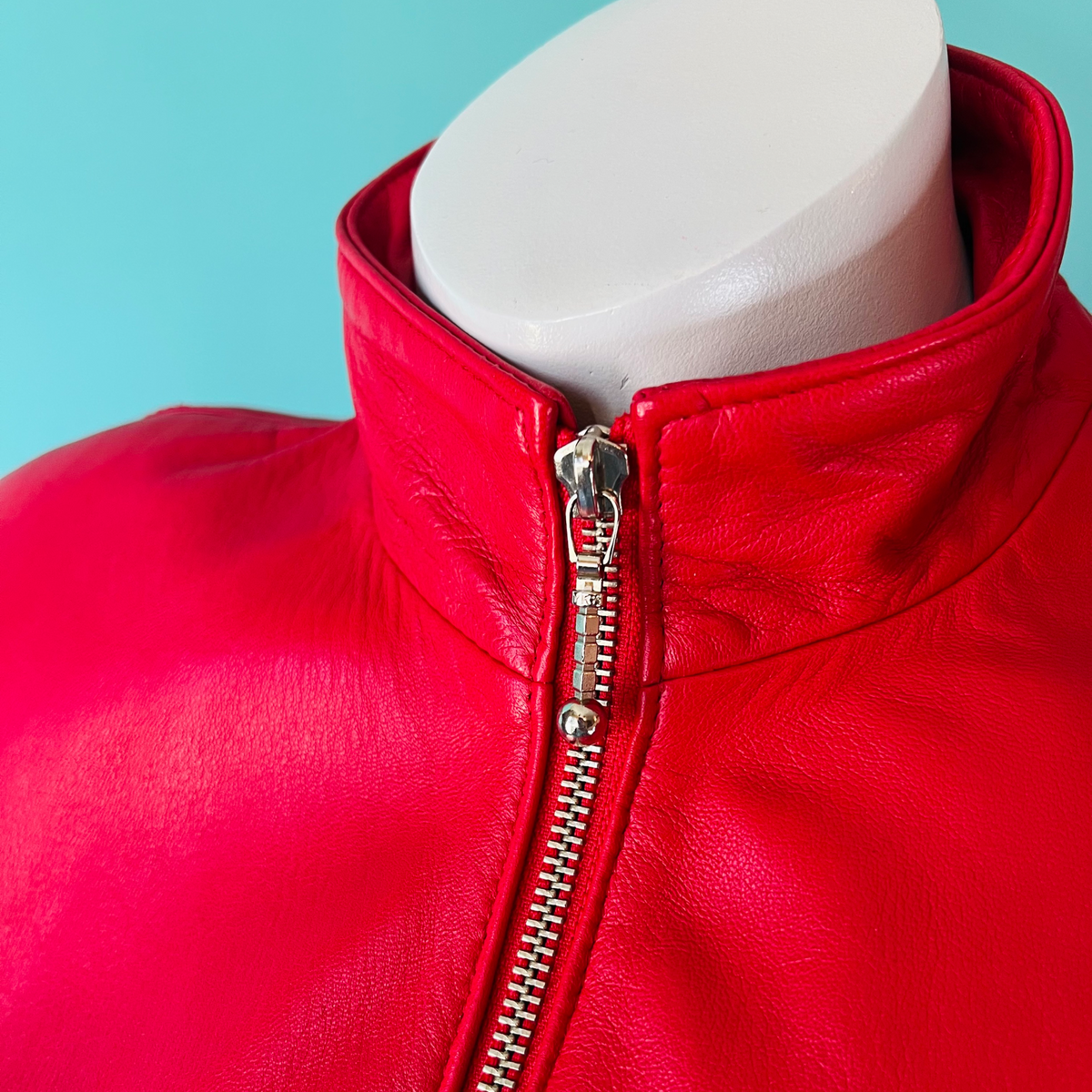 North Beach Leather Cherry Red Jacket — vintage Michael Hoban North Beach Leather jacket in red