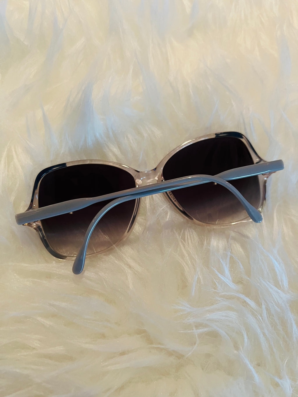Gucci 1980s Clear & Blue Grey Sunglasses — vintage 1980s Gucci eyewear in blue, grey