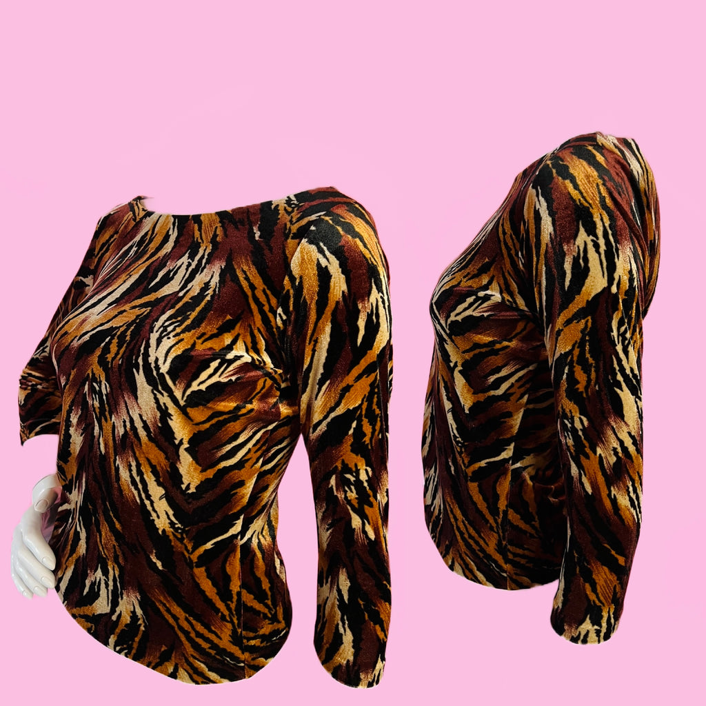 Animal Print Velvet Betsey Johnson Top — vintage 2000s Betsey Johnson top