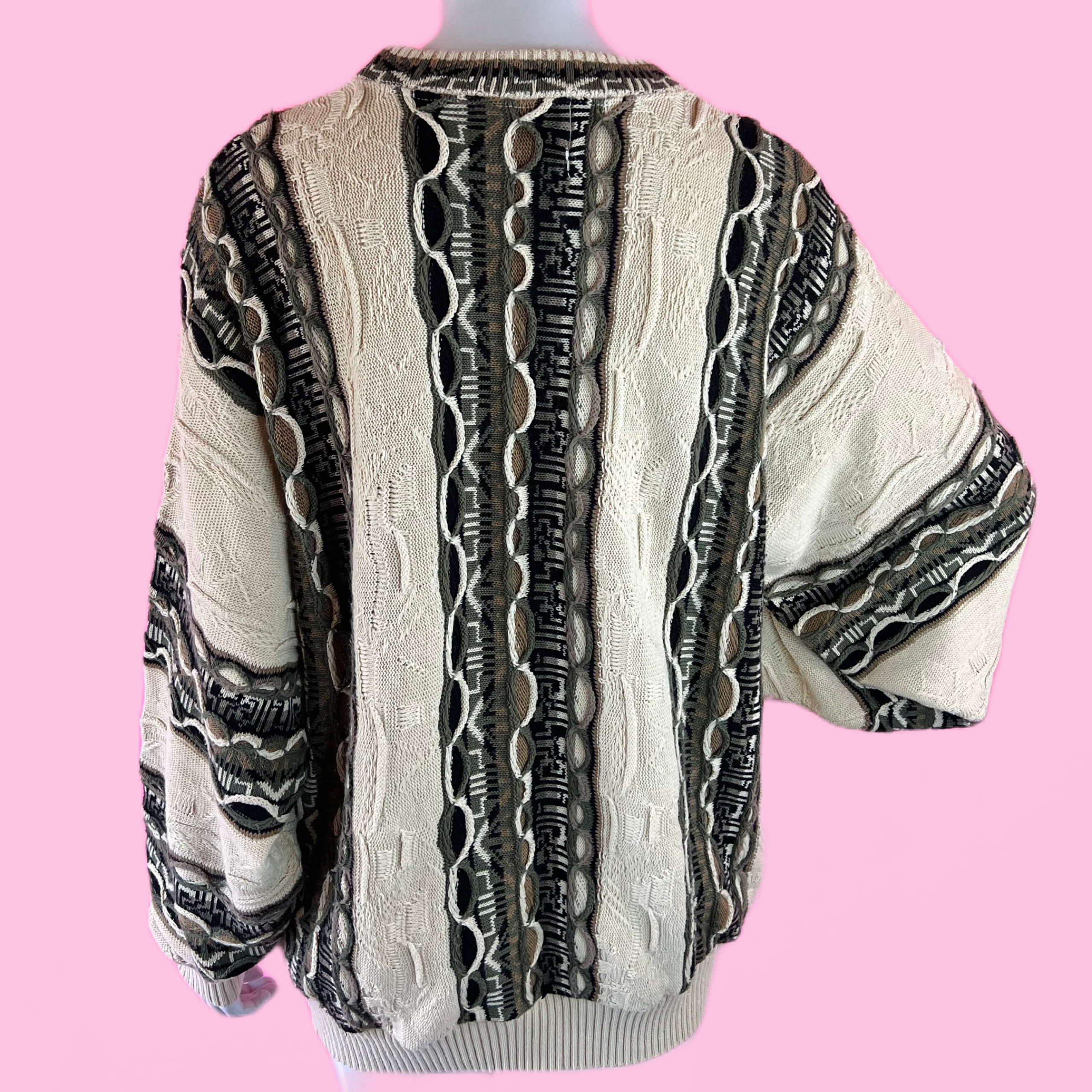 Textured 90s Neutral Tones Sweater — vintage 1990s American Priority Sweaters LTD top
