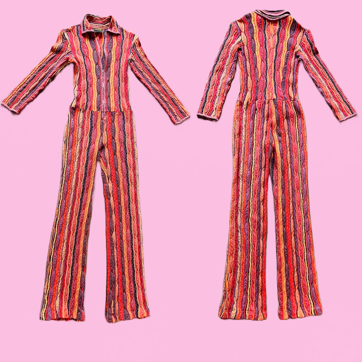 Coogi One Piece Jumpsuit — vintage Coogi set in black, orange, yellow, purple, multicolour