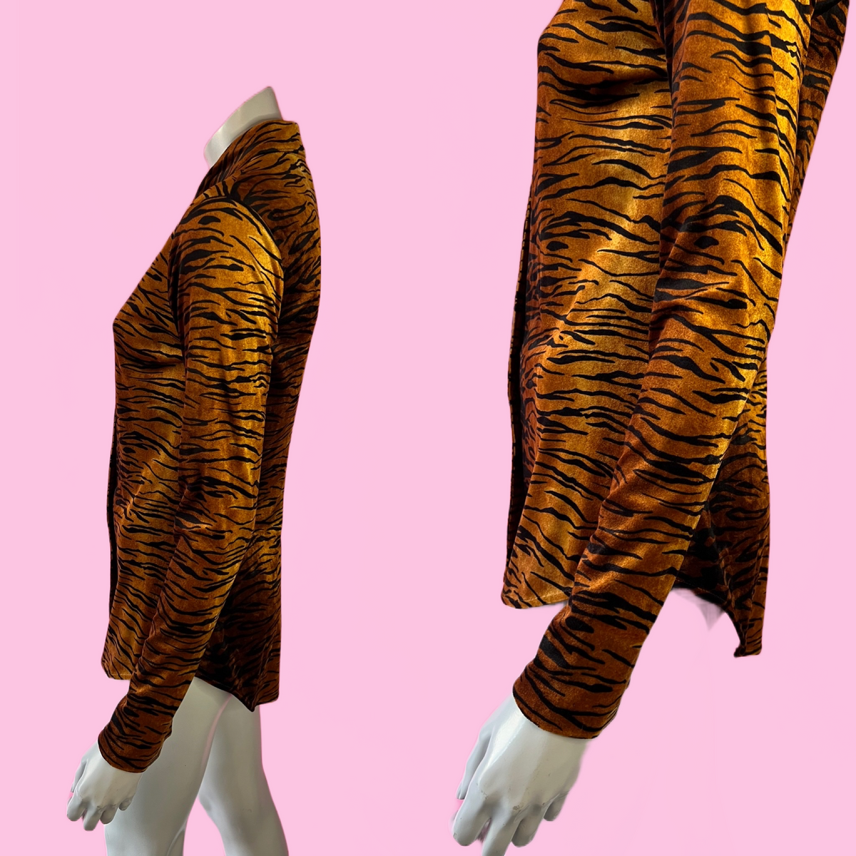Betsey Johnson Velvet Tiger Button Up Tunic — vintage 1990s Betsey Johnson caftan