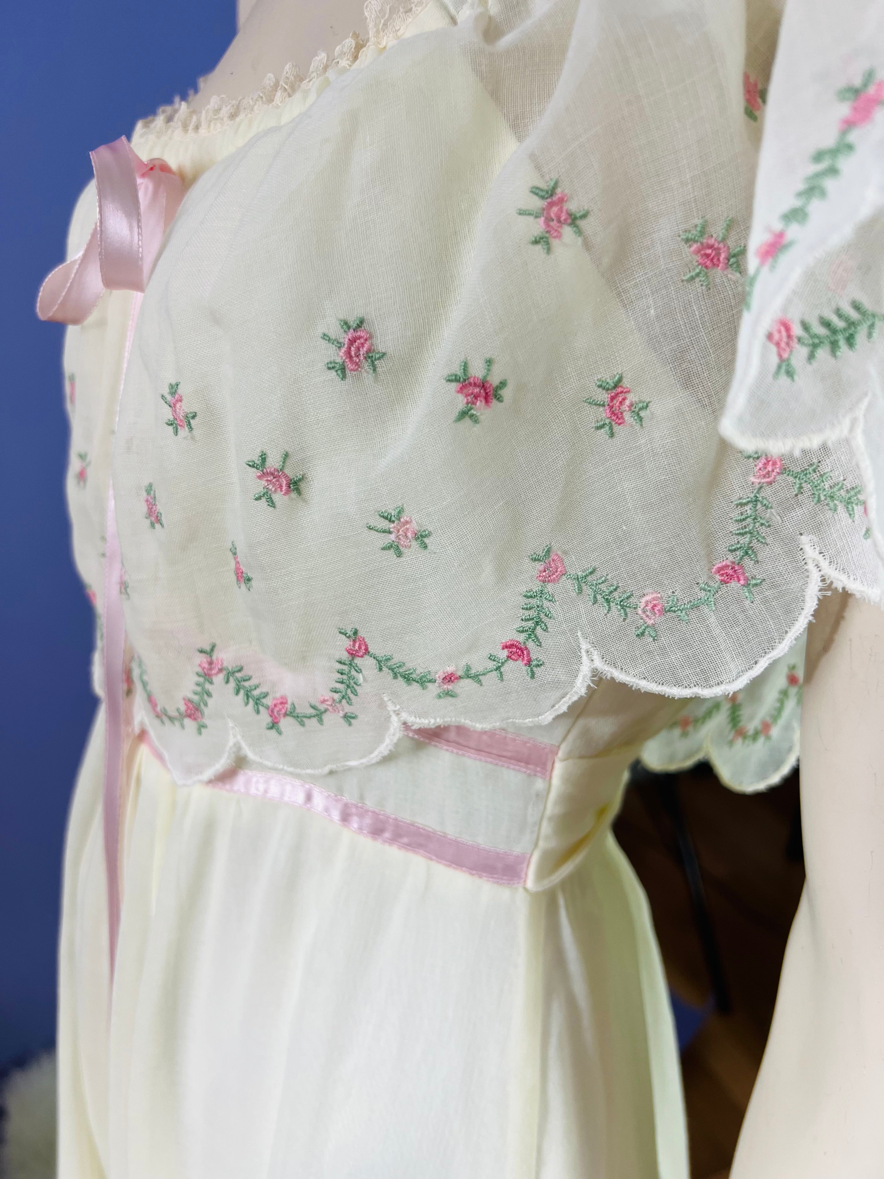 Ethereal Gunne Sax Off the Shoulder 1970s Maxi Dress — vintage 1970s Gunne Sax dress in pink