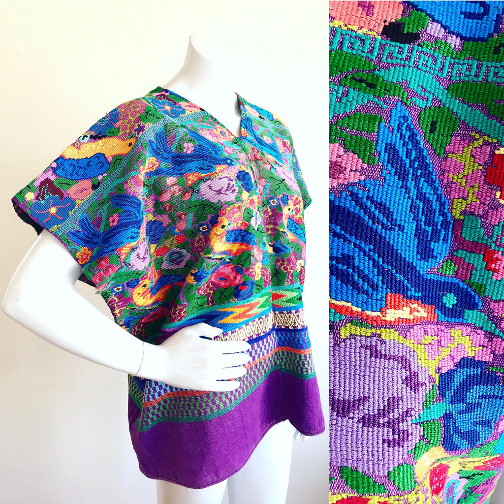 Woven Guatemalan birds huipil, available online or by request in our vintage shop in Berkeley, CA.